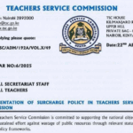 Latest TSC Circular on surcharging Policy for Teachers