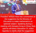 President Ruto weighs in on CBC Senior School Subjects Selection