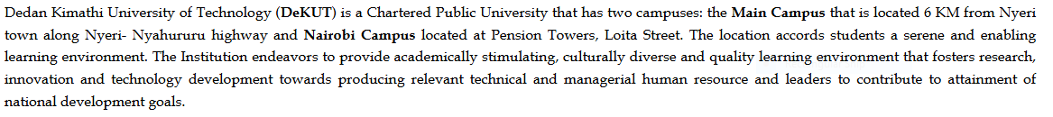 Dedan Kimathi University's Location