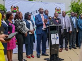 PS Basic Education Prof. Julius Bitok (Centre) when he unveiled the multi-agency team tasked with consolidating existing registers for all students on May 15, 2025.