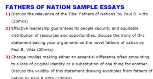Fathers of Nations Study Guide, Questions and Answers