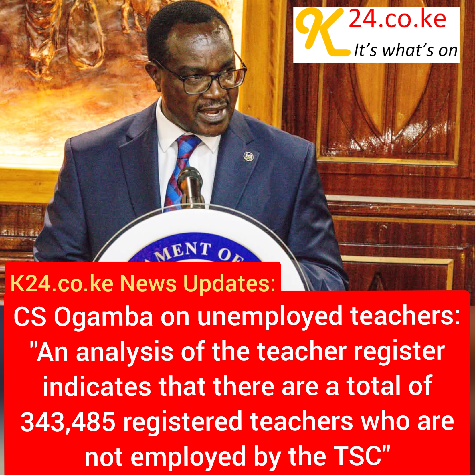 CS Ogamba on unemployed teachers' statistics