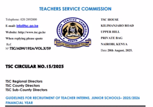 TSC circular on Guidelines for recruiting junior & senior intern teachers