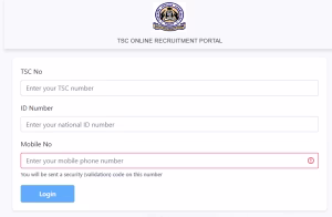 The TSC Online Recruitment Portal.